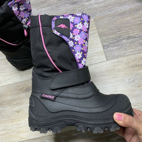 Tundra Girls Purple Black Snow Boots Size 13 Quebe - Picture 4 of 9